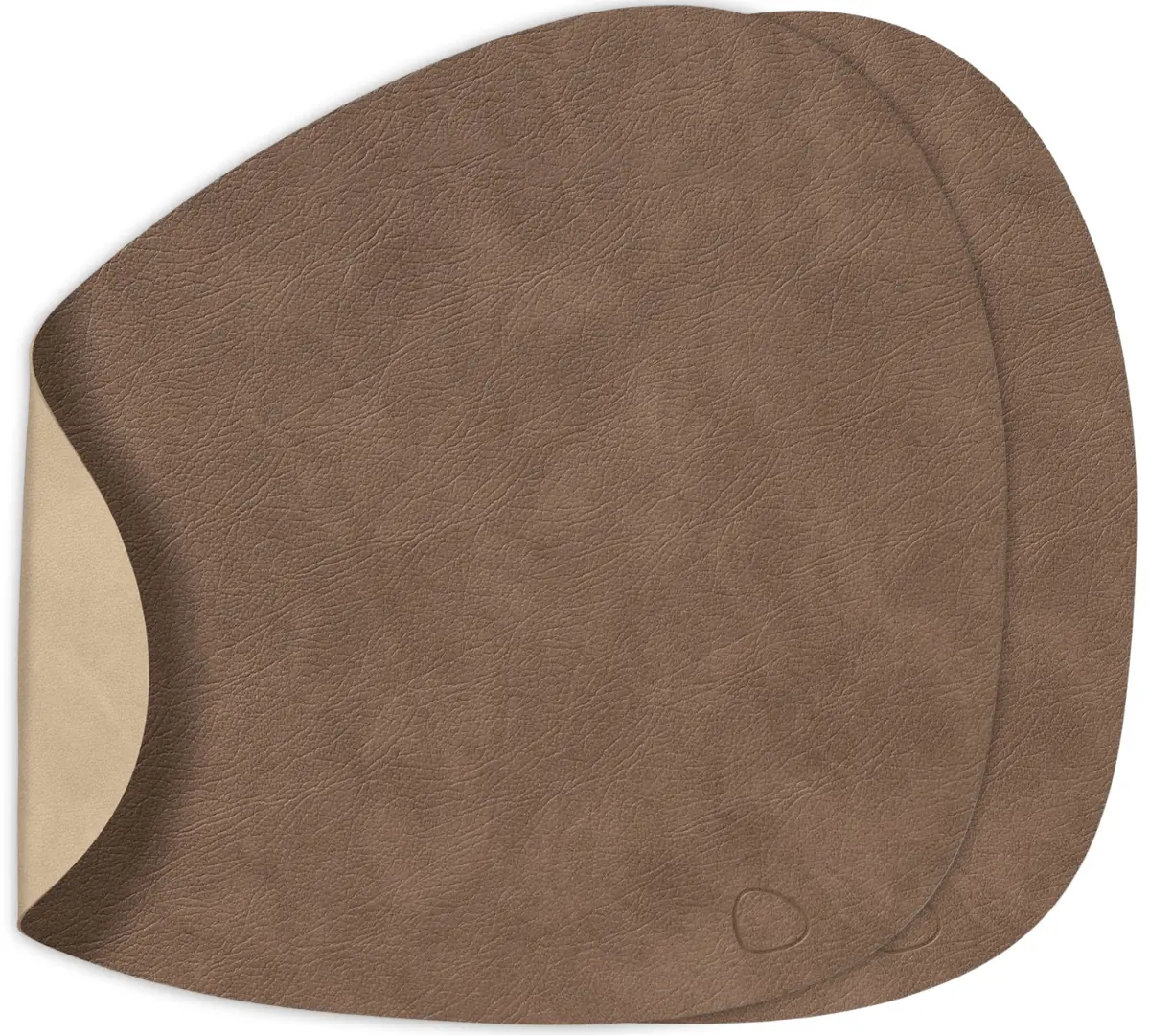 Lind Dna Placemats Nupo - Leer - Brown / Sand - Dubbelzijdig - Curved - 44 X 37 Cm - 2 Stuks 1