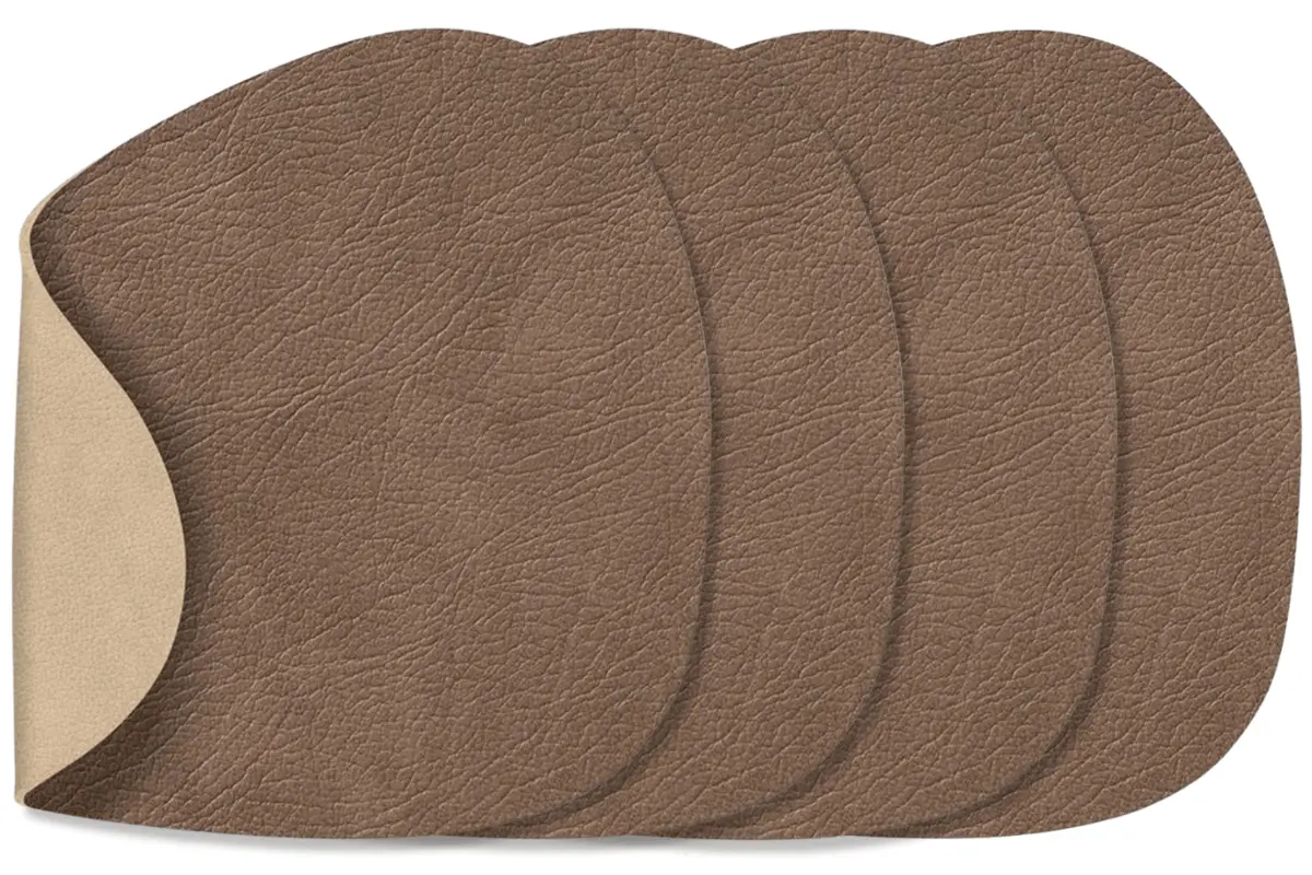 Lind Dna Onderzetters Nupo - Leer - Brown / Sand - Dubbelzijdig - 13 X 11 Cm - 4 Stuks 1