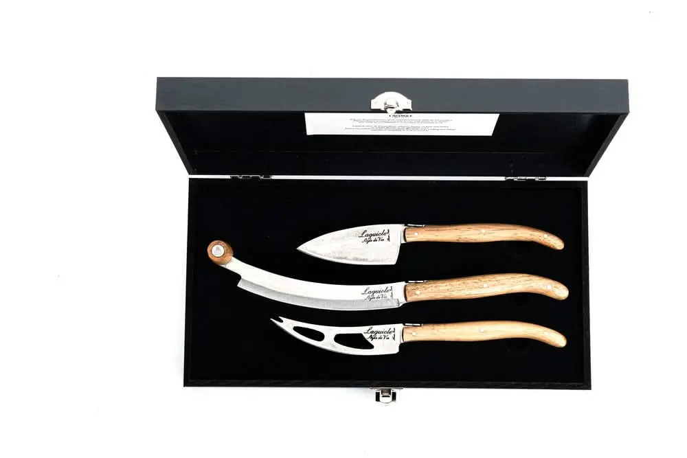 Laguiole Style De Vie Kaasmessenset Luxury Line Eikenhout Stonewash - 3 Stuks 1