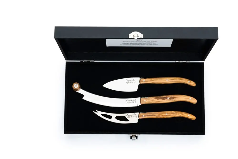Laguiole Style De Vie Kaasmessenset Luxury Line Olijfhout - 3 Stuks 1