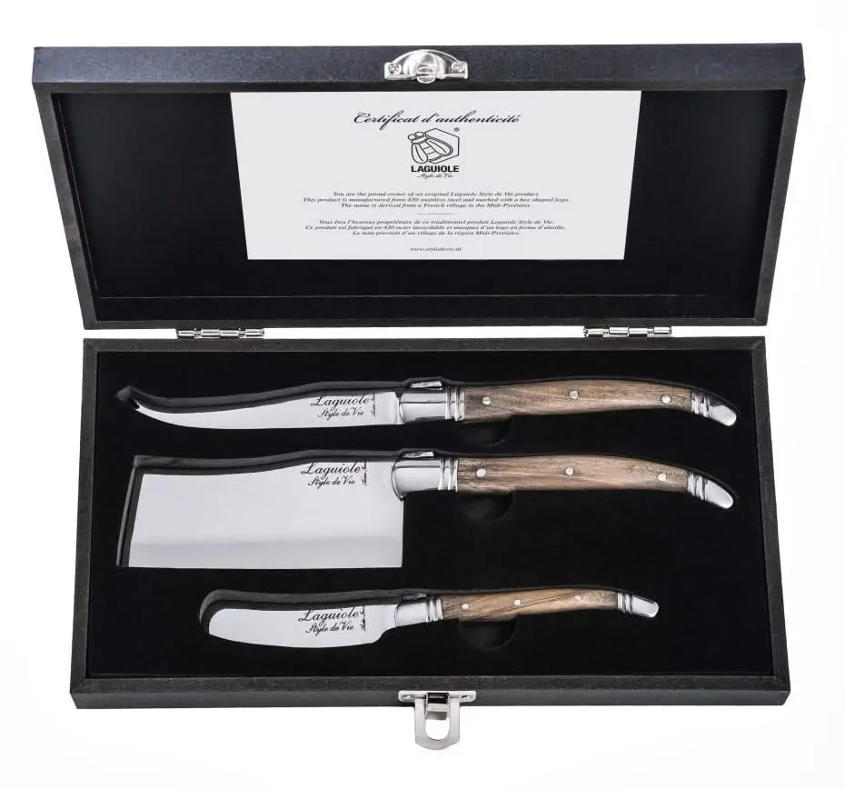 Laguiole Style De Vie Luxury Line Kaasmessen Olijfhout 3 - Delig 1
