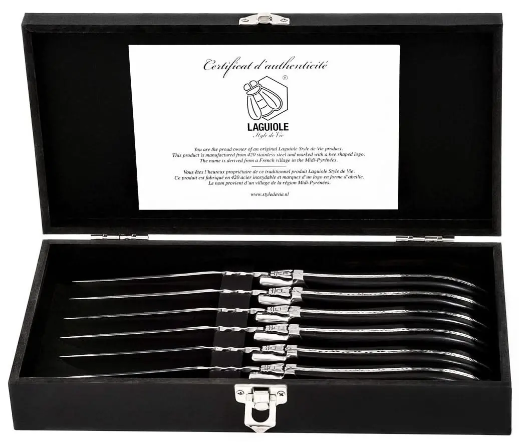 Laguiole Style De Vie Steakmessen Luxury Line Zwart Ebbenhout - 6 Stuks 1