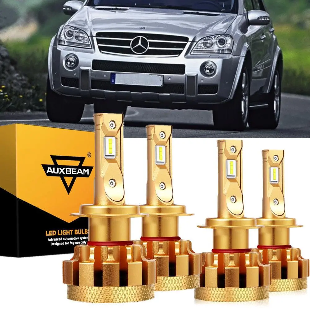 For 2007-2015 Mercedes-Benz Ml63 Amg With Halogen Headlamps F-16 Plus Series Built-In Canbus Led Light Bulbs High Low Beam Bundle 1