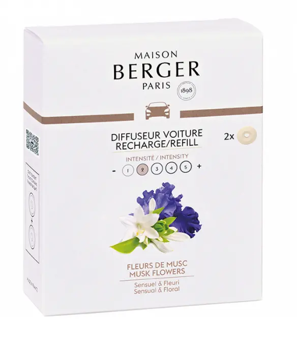 Maison Berger Navulling - Voor Autoparfum - Musk Flowers - 2 Stuks 1