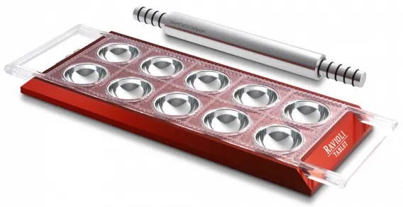 Marcato Ravioli Maker Met Deegroller - Rood - 10 Vaks 1