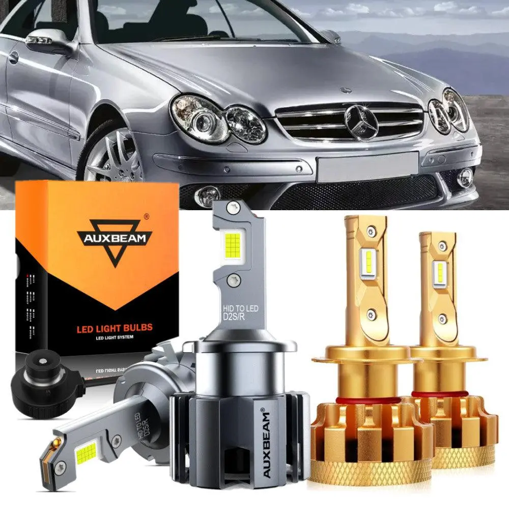 For 2007-2009 Mercedes-Benz Clk550 With Hid Headlamps Led Light Bulbs High Low Beam Bundle 1