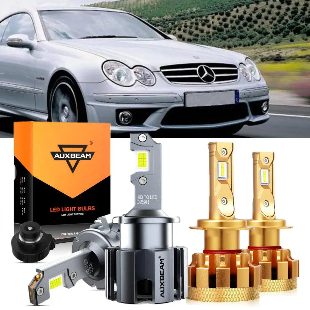 For 2007-2009 Mercedes-Benz Clk63 Amg With Hid Headlamps Led Light Bulbs High Low Beam Bundle 1