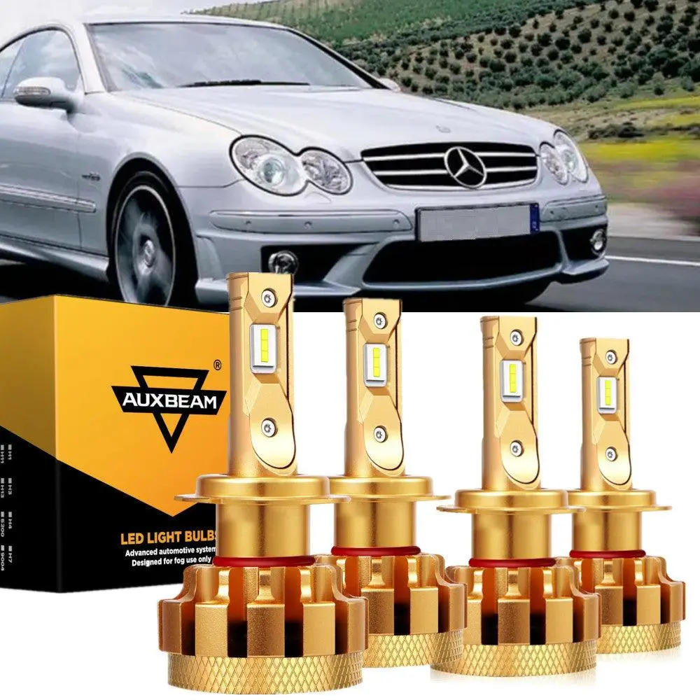 For 2007-2009 Mercedes-Benz Clk63 Amg With Halogen Headlamps F-16 Plus Series Built-In Canbus Led Light Bulbs High Low Beam Bundle 1