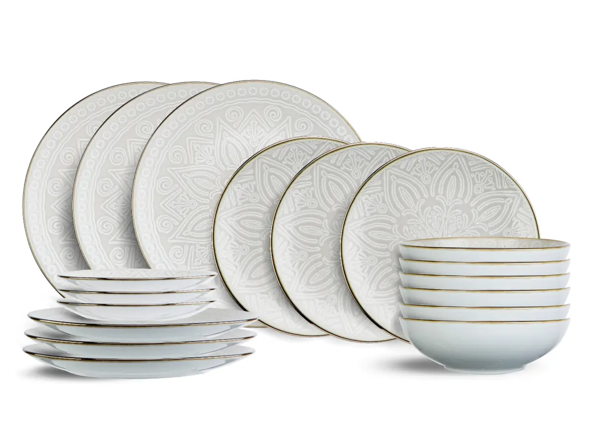 Cosy & Trendy Serviesset Murano 18-Delig / 6 Personen - 6 Dinerborden, 6 Ontbijtborden En 6 Diepe Borden 1