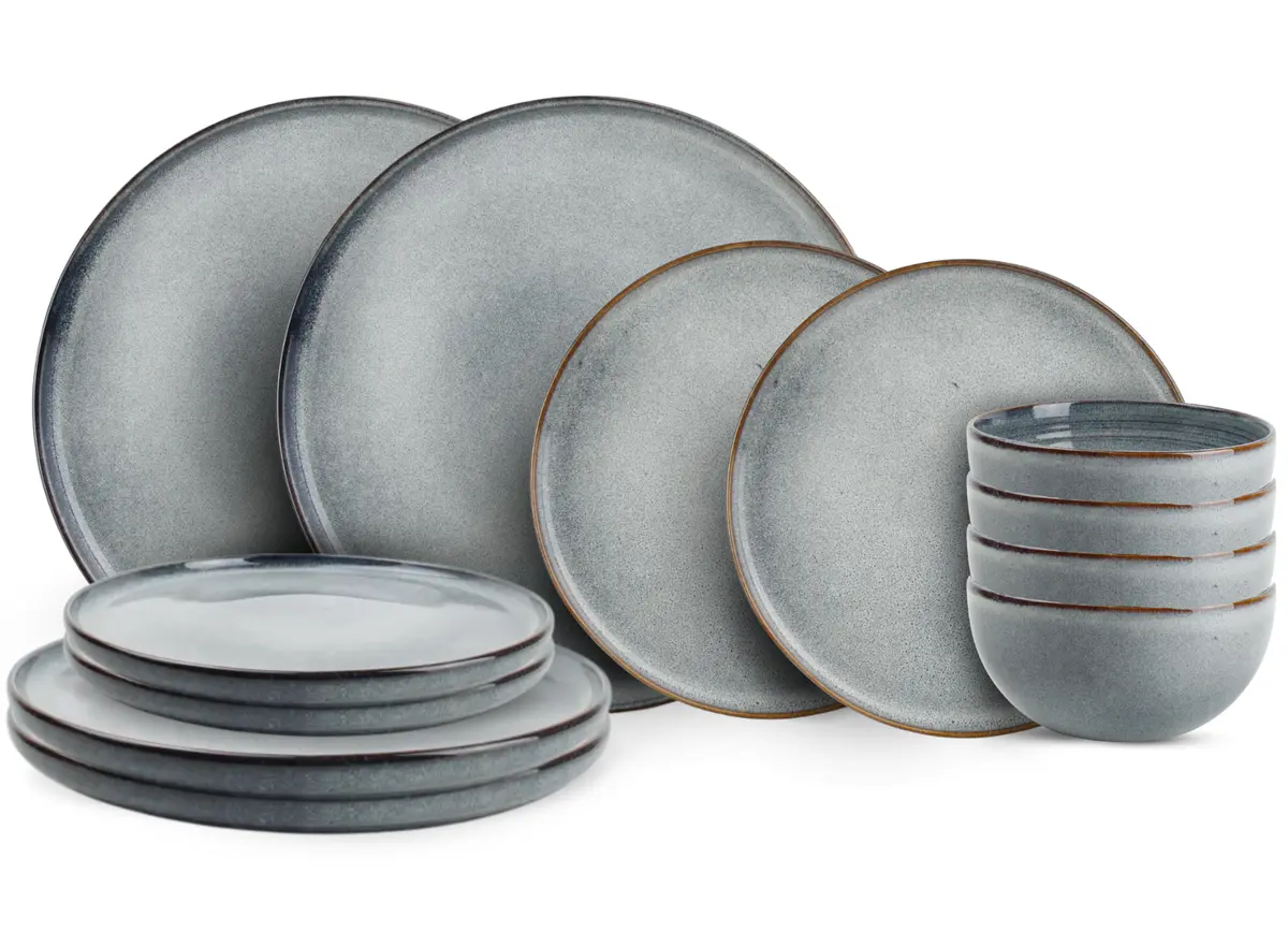 Ona Serviesset Duna Blue 12-Delig / 4 Personen - 4 Dinerborden, 4 Ontbijtborden En 4 Kommen 1