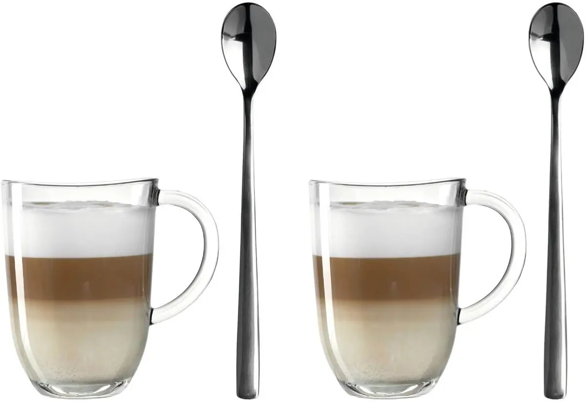 Leonardo Latte Macchiato Glazen - Napoli 380 Ml + 2 Lepels - Hittebestendig 1
