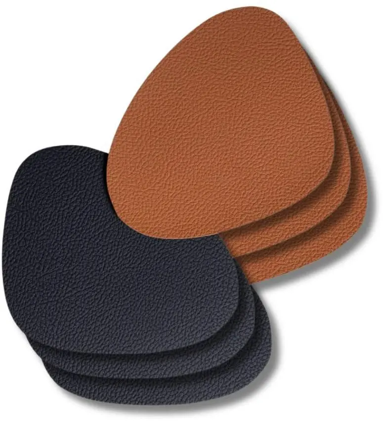 Onderzetters - Vegan Leer - Zwart / Cognac - Organic - Dubbelzijdig - 13 X 11 Cm - 6 Stuks - Cookinglife 1