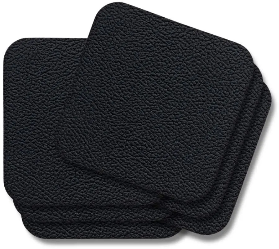 Cookinglife Onderzetters - Vegan Leer - Zwart - 10 X 10 Cm - 6 Stuks 1
