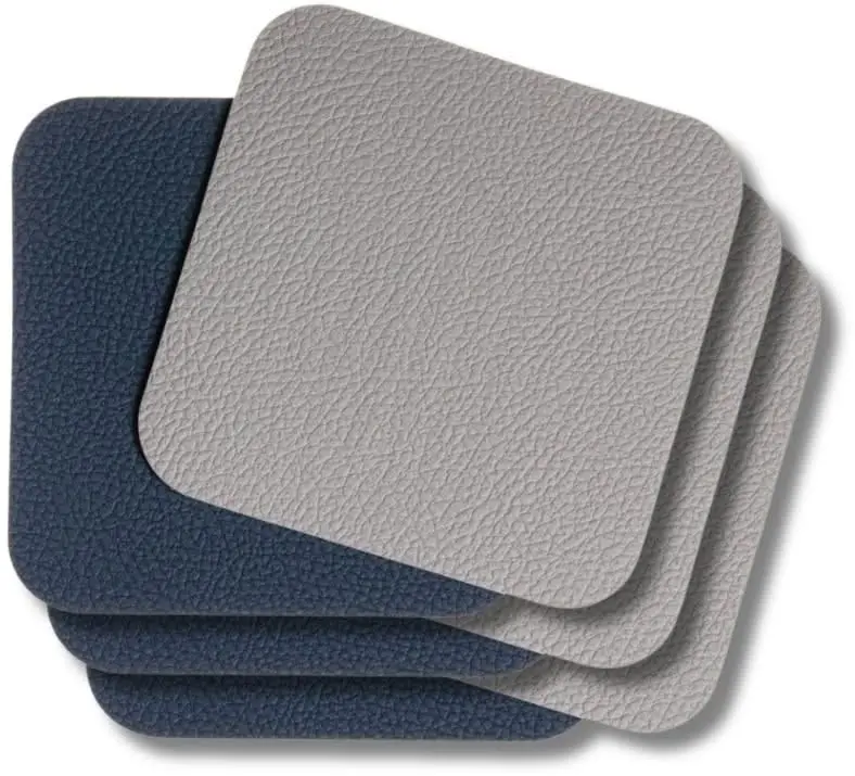 Onderzetters - Vegan Leer - Grijs / Blauw - Dubbelzijdig - 10 X 10 Cm - 6 Stuks - Cookinglife 1