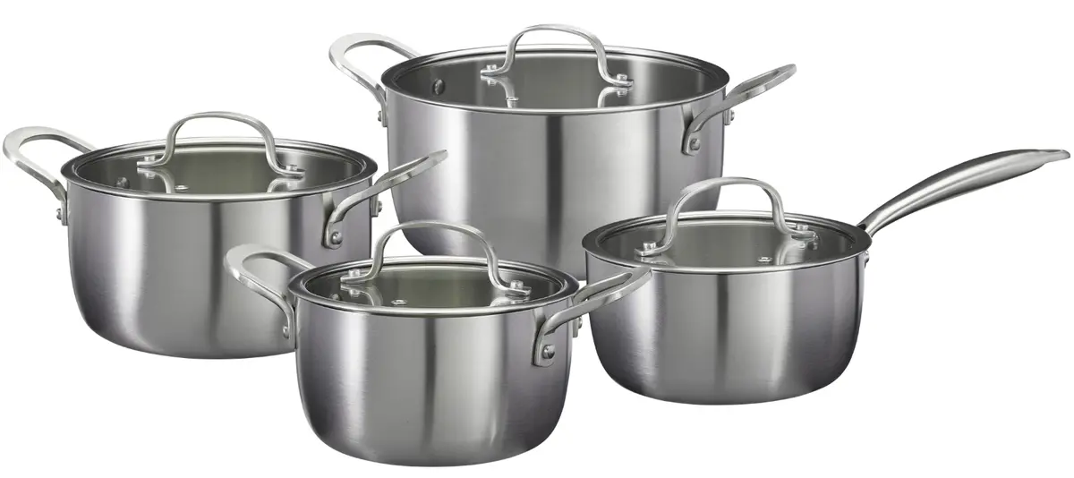 Cookinglife Pannenset Signature Steel 4-Delig Rvs - Kookpan Ø 16, 20 En 24 Cm En Steelpan Ø 17.5 Cm - Geschikt Voor Alle Warmtebronnen 1