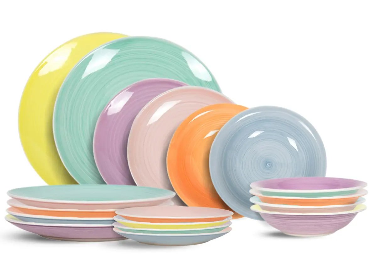 Cookinglife Serviesset Pastel Harmony 18-Delig / 6 Personen - 6 Dinerborden, 6 Ontbijtborden En 6 Diepe Borden 1
