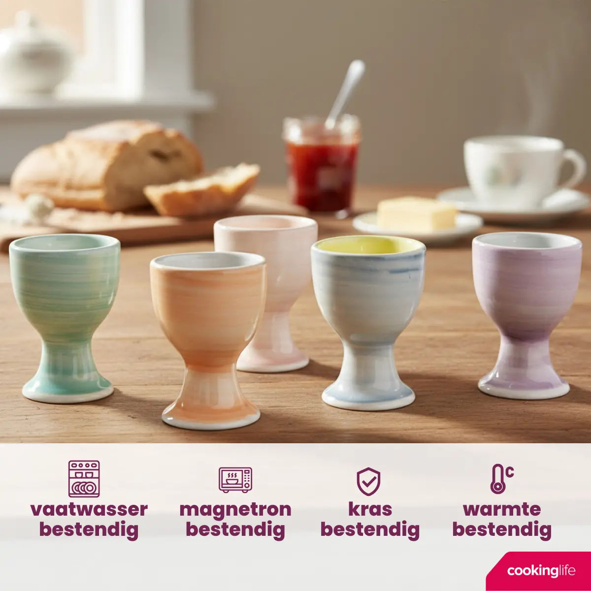 Cookinglife Eierdopjes Pastel Harmony - 6 Stuks 2