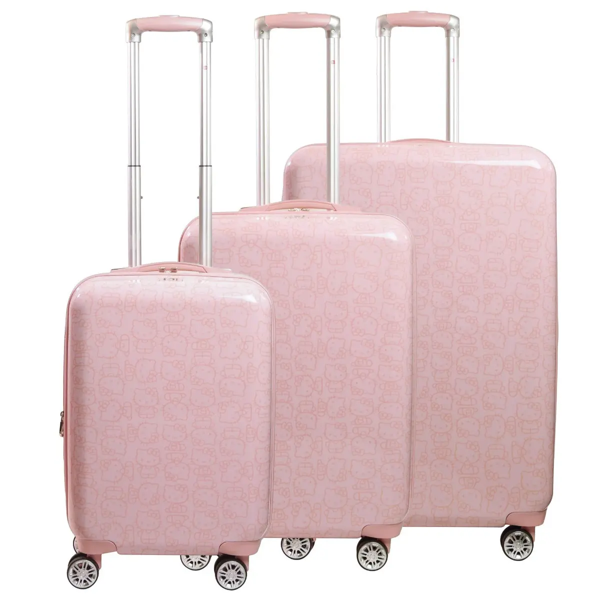 Hello Kitty Pose All Over 3 Pc Spinner Luggage Set - Pink 1