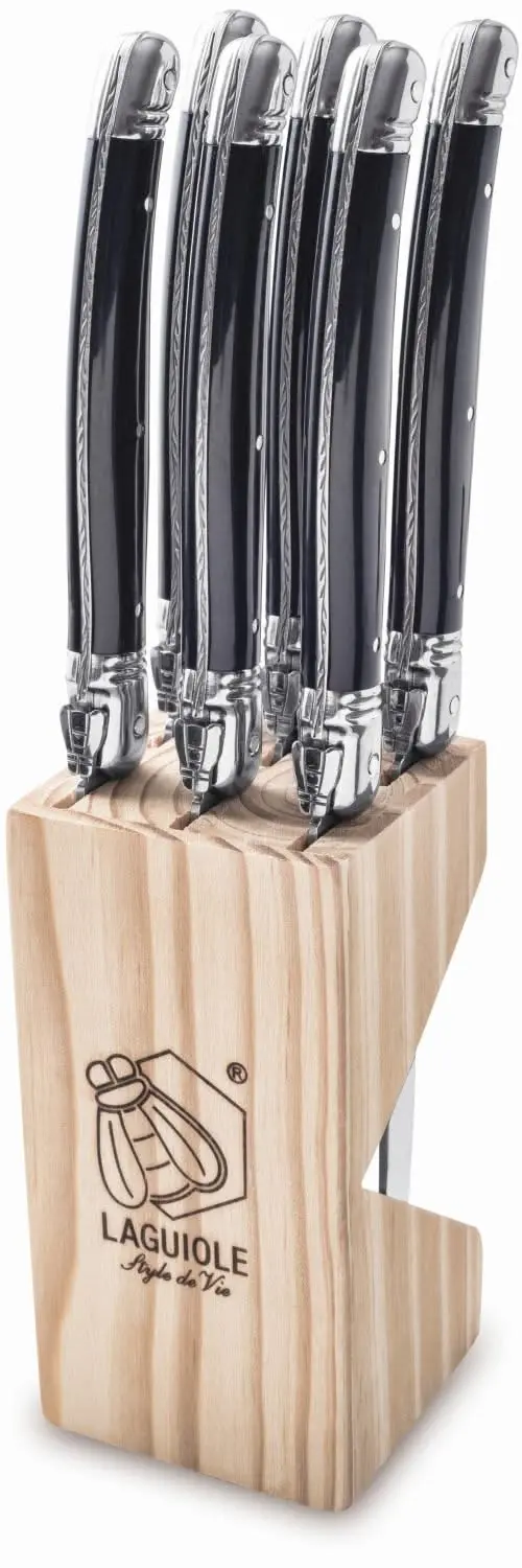 Laguiole Style De Vie Steakmessen Premium Line Zwart - 6 Stuks 1