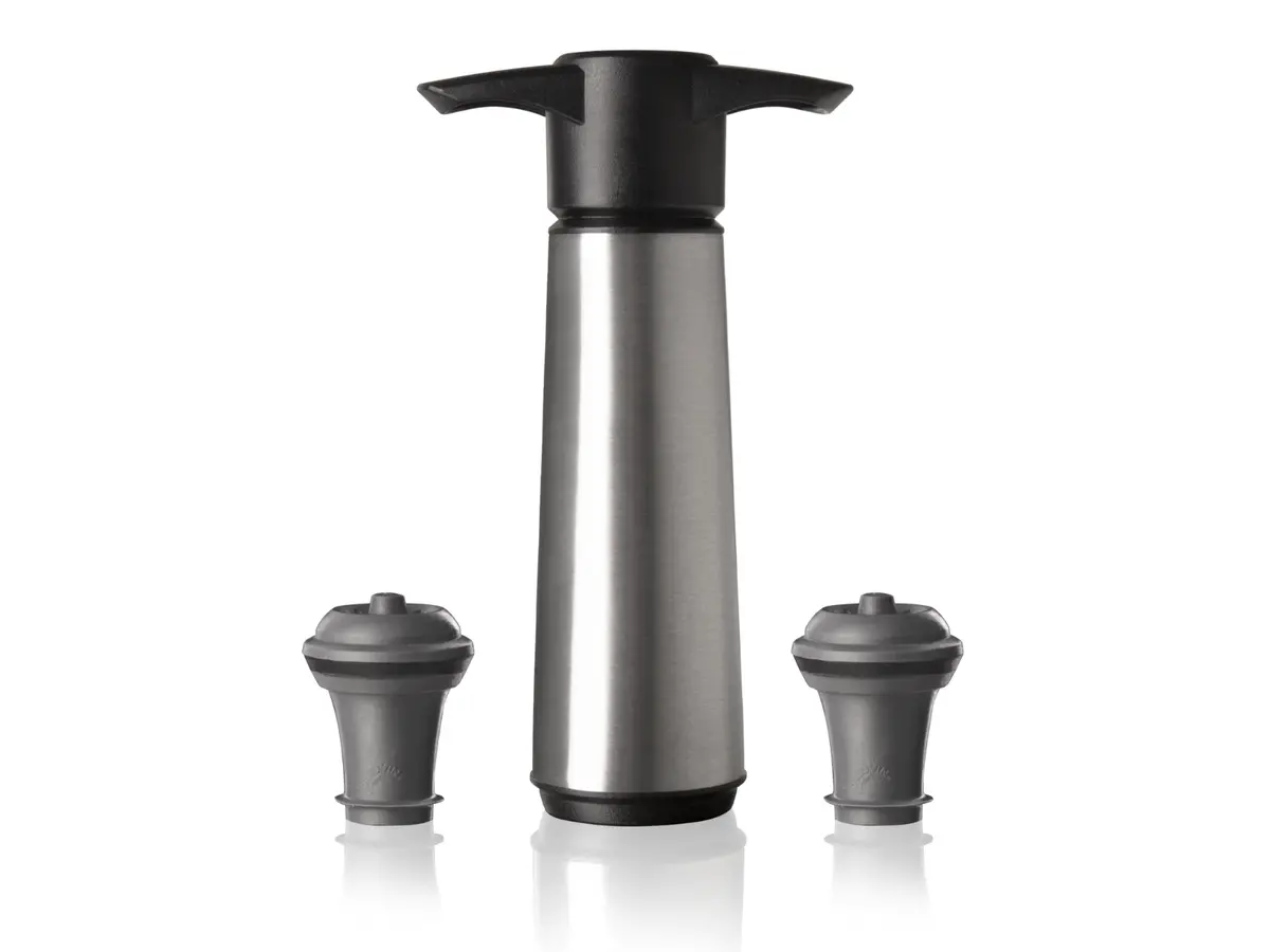 Vacu Vin Wijnpomp Met 2 Wijnstoppers - Wine Saver Rvs - Zilver 1