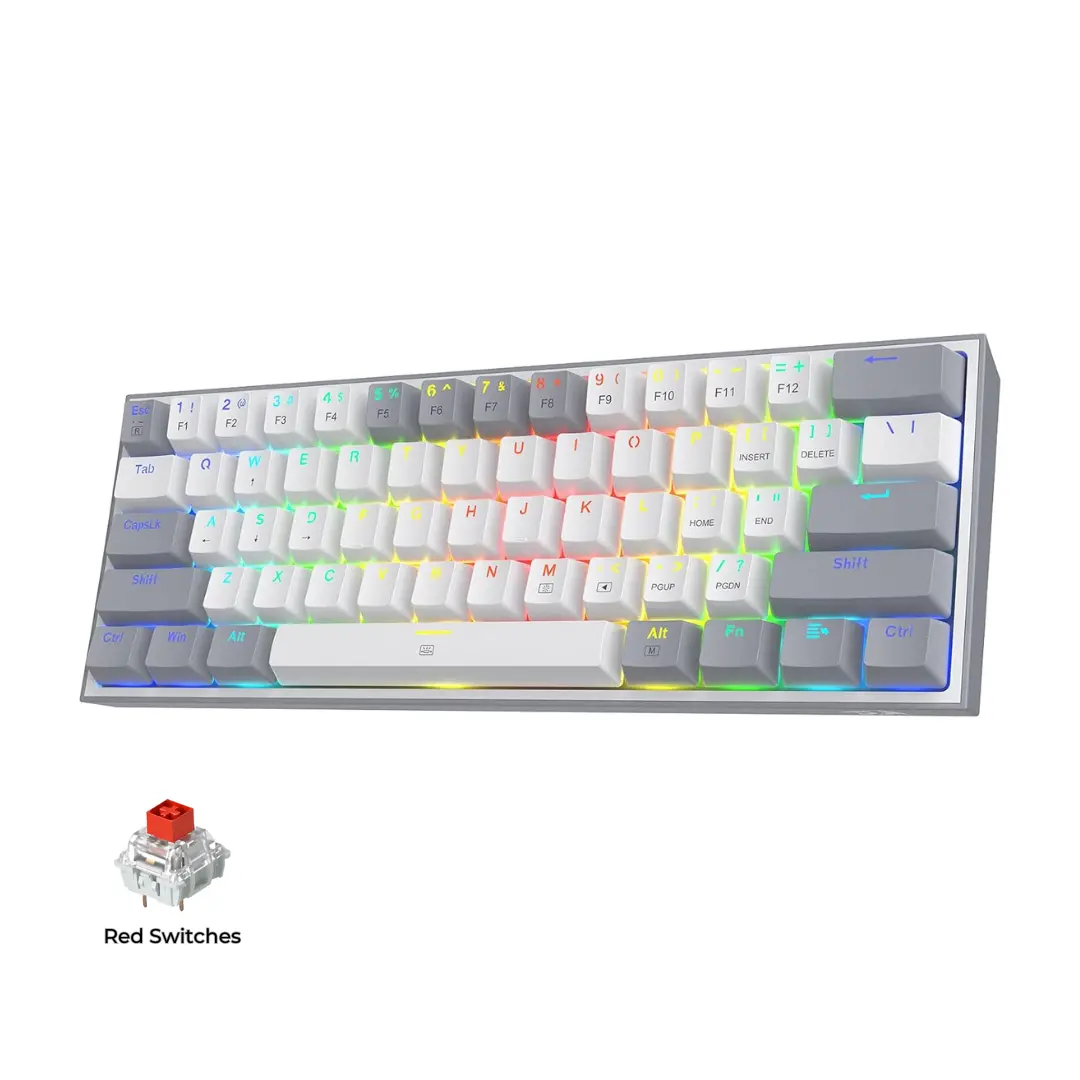 Redragon K617 Fizz 60% Mechanical Gaming Keyboard - Gray White 1