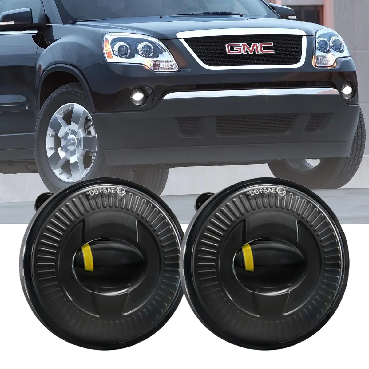 (2Pcs/Set) 24W Round Black Led Fog Lights 5202 For Gmc Acadia 2007 2008 2009 2010 2011 2012 1