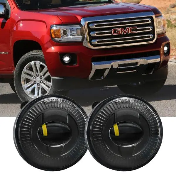 (2Pcs/Set) 24W Round Black Led Fog Lights 5202 For Gmc Canyon 2015 2016 2017 2018 1