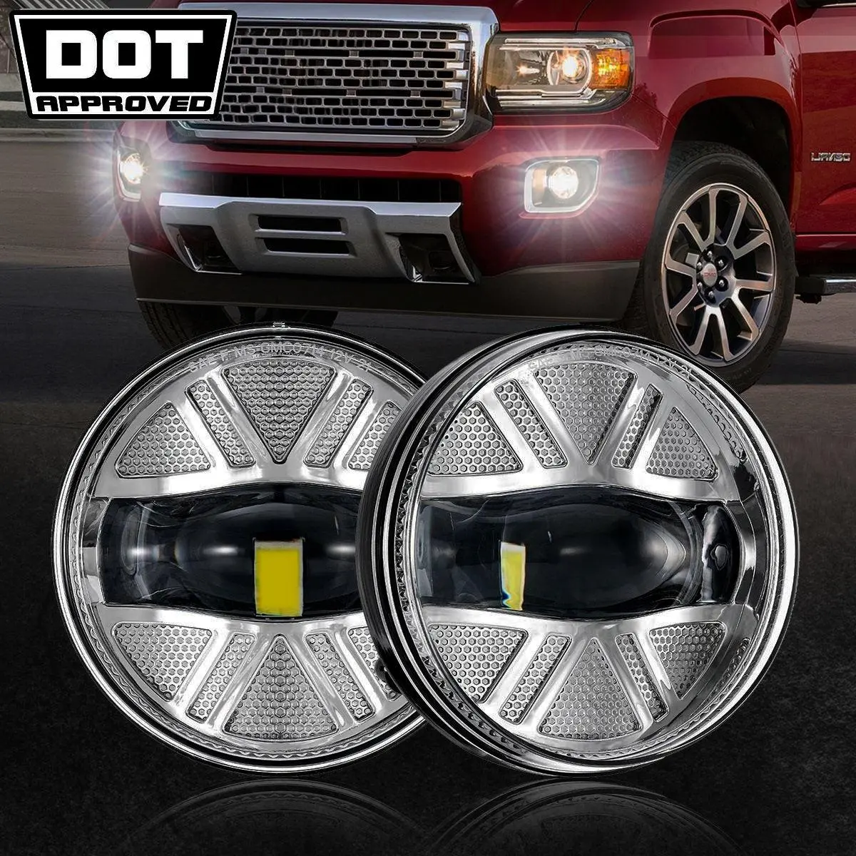 (2Pcs/Set) 48W Led Fog Lights Dot Approved For 2007-2013 Gmc Sierra 1500 / 2007-2014 Sierra 2500Hd 3500Hd (Chrome) 1