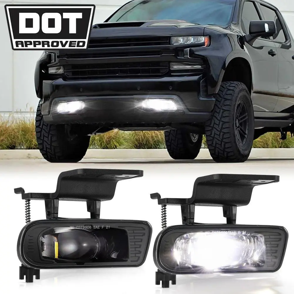 (2Pcs/Set) 60W Dot Approved Led Fog Lights Fit For Chevrolet Silverado 1500/2500 1999 2000 2001 2002, 1500Hd/2500Hd/3500 2001 2002 1