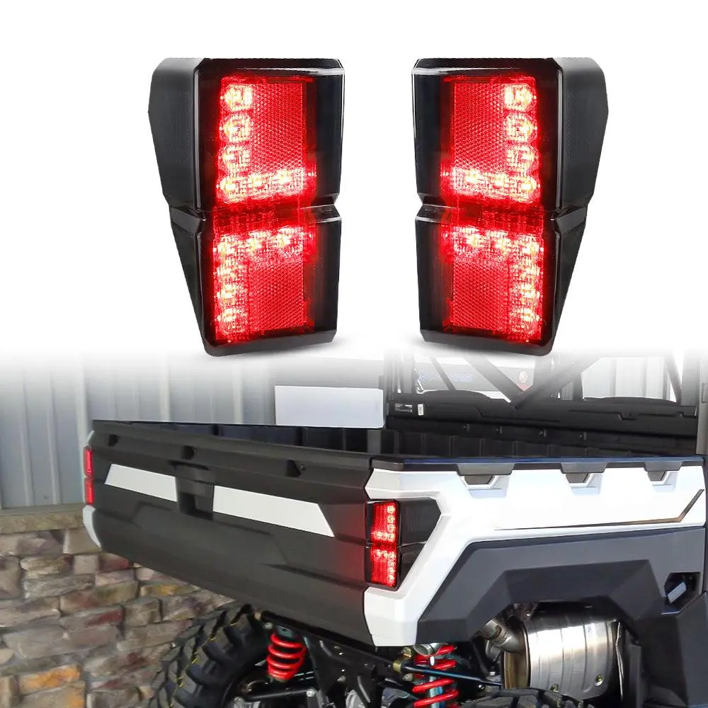(2Pcs/Set) Smoked Led Tail Lights Rear Brake Stop Running Lamp For Polaris Ranger 1000 Models 2018 2019 2020 2021 2022, Replace Oem #2413766 1