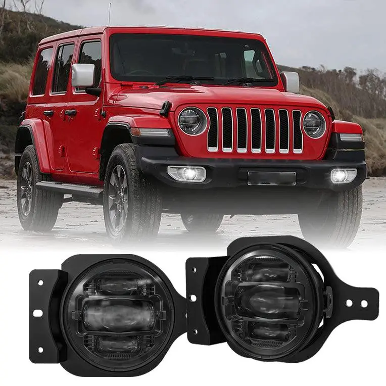 (2Pcs/Set) 4 Inch Led Fog Lights Replacement For Jeep Wrangler Jl 2018 2019 2020 1