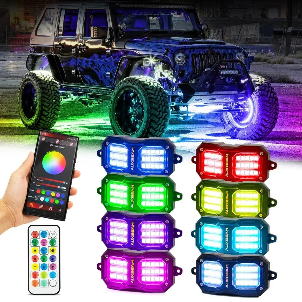 New Vibrant Series | Upgraded Rgb Led Rock Lights Kit Multicolor Neon Underglow Lights With Bluetooth App & Remote Control 3