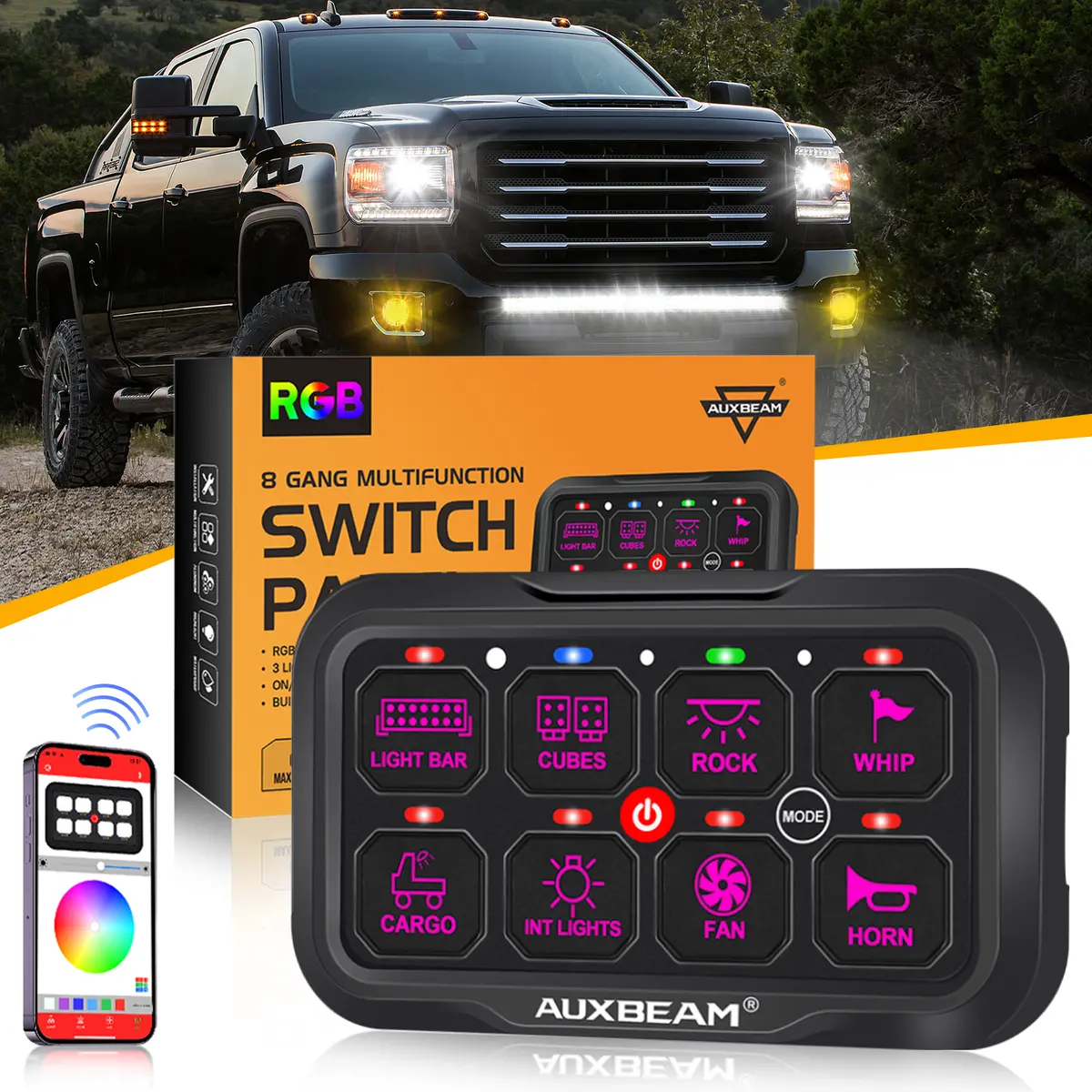 Ar-800 Multifunction Rgb Switch Panel With Bluetooth Controlled & 47 Inch Extension Cable(Optional) For Gmc 2