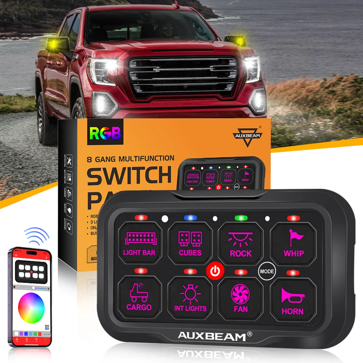 Ar-800 Multifunction Rgb Switch Panel With Bluetooth Controlled For 2021 Gmc Sierra 1500 2500 3500 Gmc Sierra At4 2