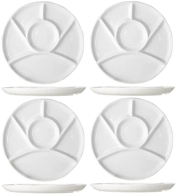 Cosy & Trendy Bbq Borden / Gourmetborden / Fondueborden 6 Vakken Ø 23.5 Cm - 4 Stuks 1