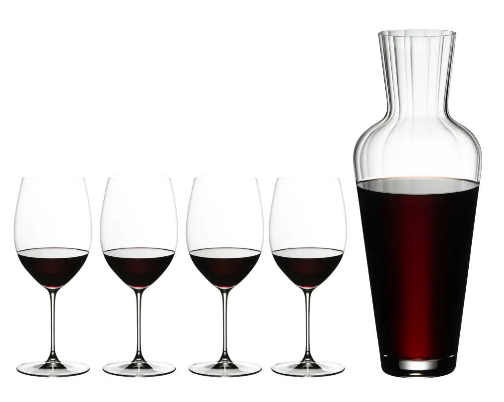 Riedel Wijnglazenset - Rode Wijnglazen - Veritas -  Cabernet / Merlot + Wine Friendly Decanter 1