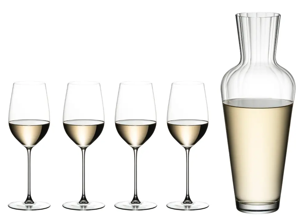Riedel Wijnglazenset - Witte Wijnglazen - Veritas - Rieseling / Zinfandel + Wine Friendly Decanter 1