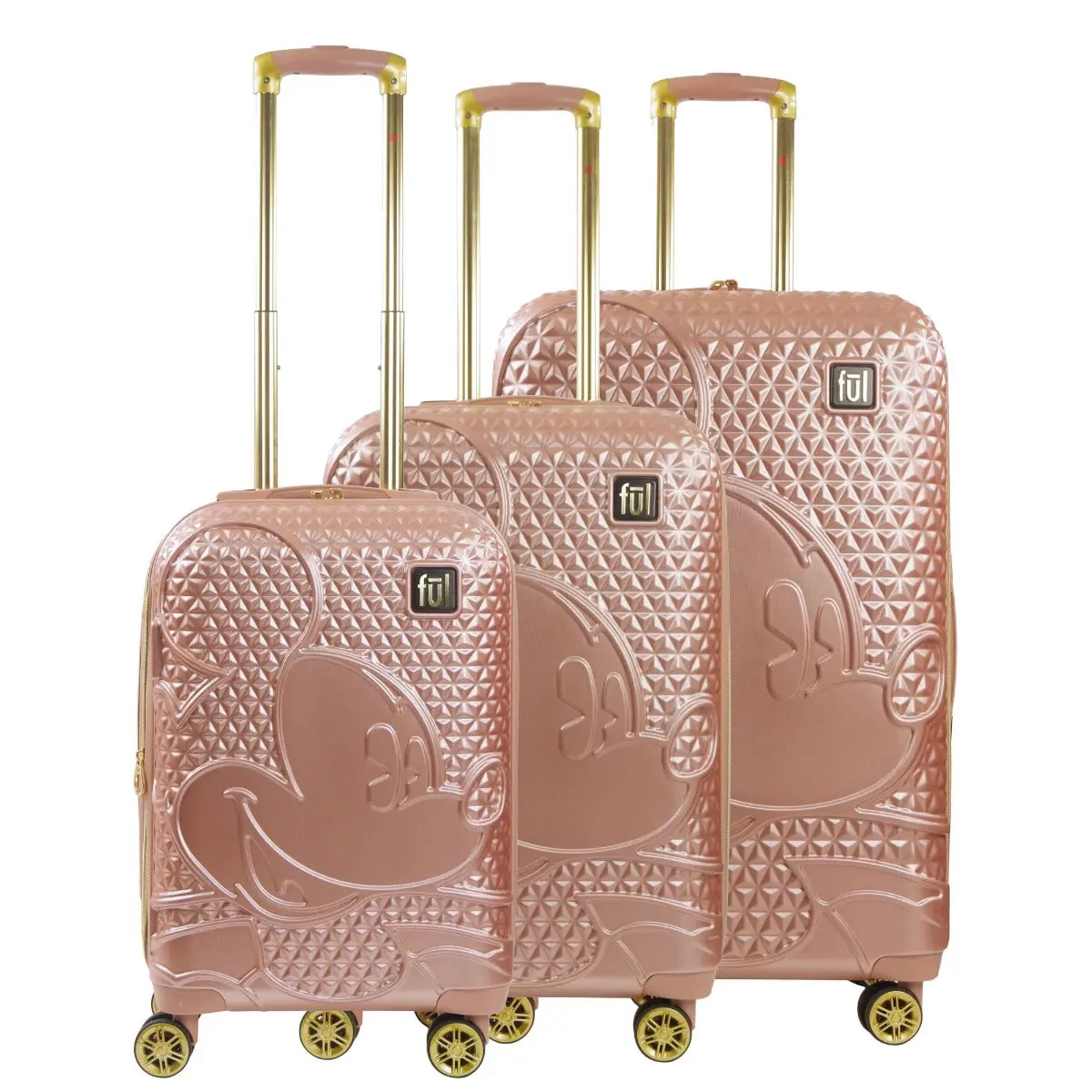 Disney Mickey Mouse Rolling Suitcases 3 Piece Set - Rose Gold 1