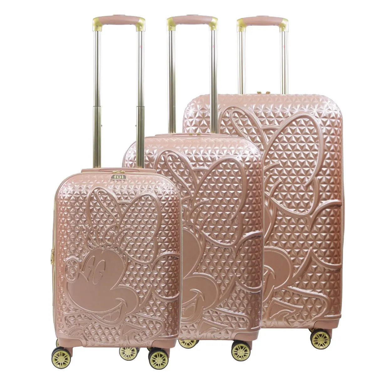 Disney Minnie Mouse Rolling Luggage 3 Piece Set - Rose Gold 1