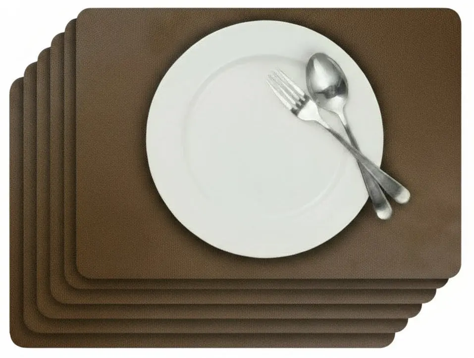 Cosy & Trendy Placemats Leather Look Lead Gray 43 X 30 Cm - 6 Stuks 1