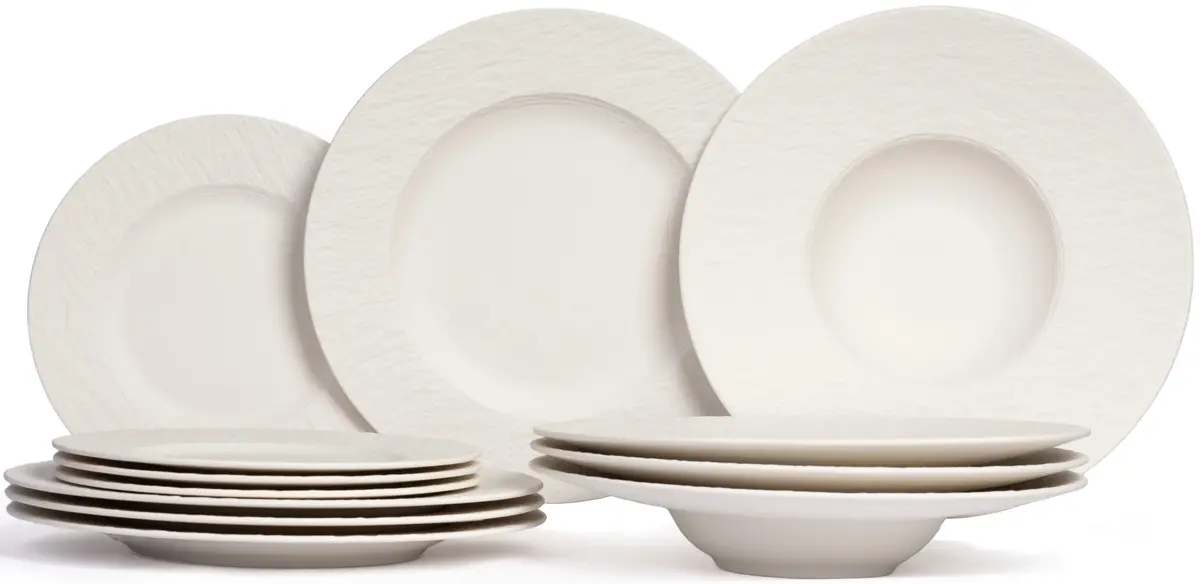 Villeroy & Boch Serviesset Manufacture Rock - Wit 12-Delig / 4 Personen - 4 Dinerborden, 4 Ontbijtborden & 4 Pastaborden 1