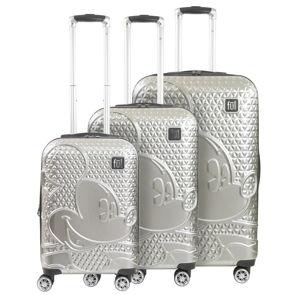 Disney Mickey Mouse Rolling Suitcases 3 Piece Set - Silver 1