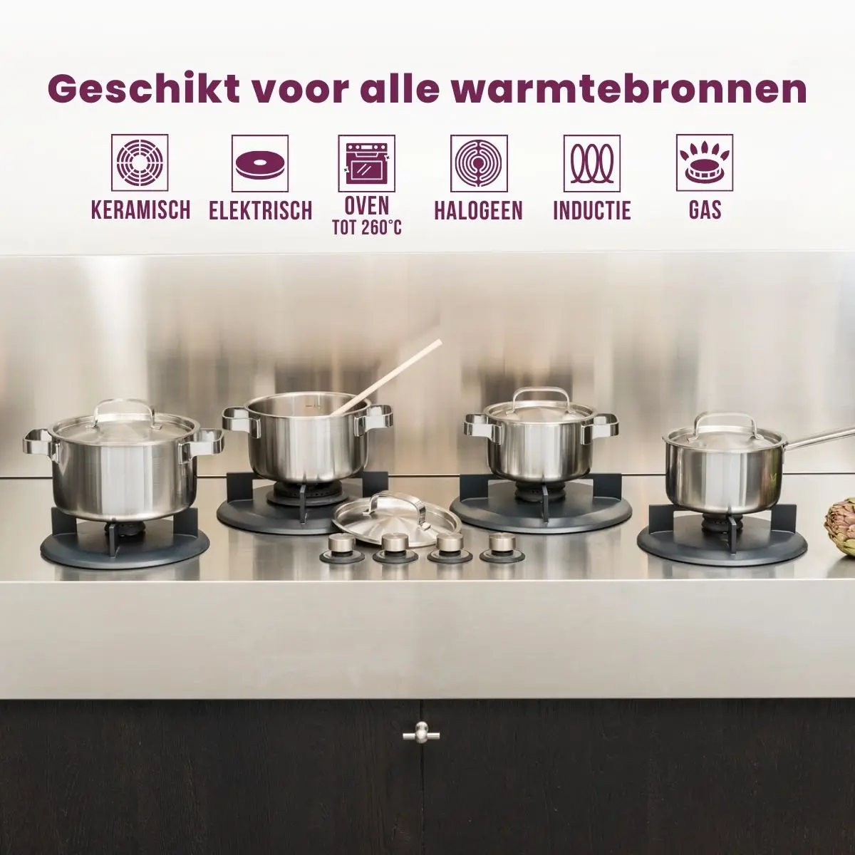 Sola Pannenset Ruby 7-Delig Premium Triply Rvs - Kookpan Ø 16, 18, 20 En 24 Cm En Steelpan Ø 16 Cm & Beka Koekenpannen Pro Induc Ø 24 & 28 Cm 2