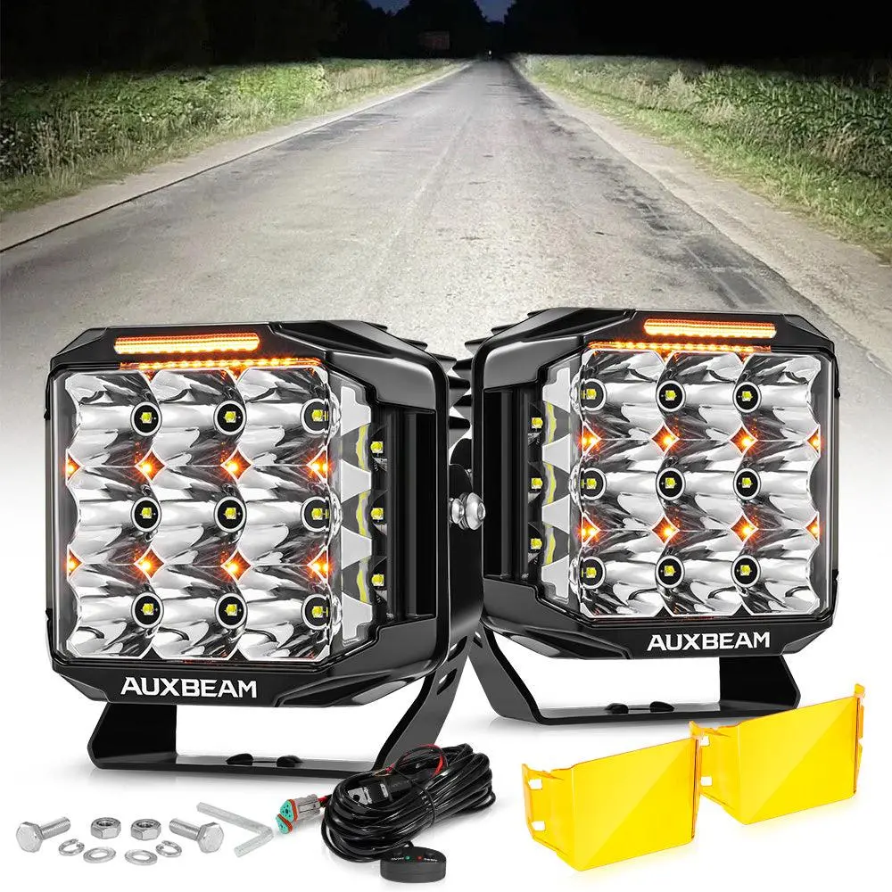 V-Max Series | 7 Inch 228W 26100Lm Spot Beam Side Shooter Led Square Pod Lights With Amber Drl&Backlight 1