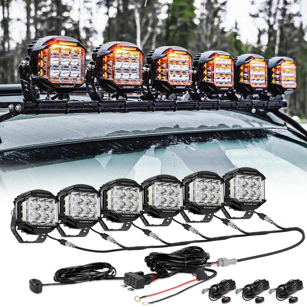 V-Max Series 6Pcs Side Shooter Pod Lights With Power Harness 1