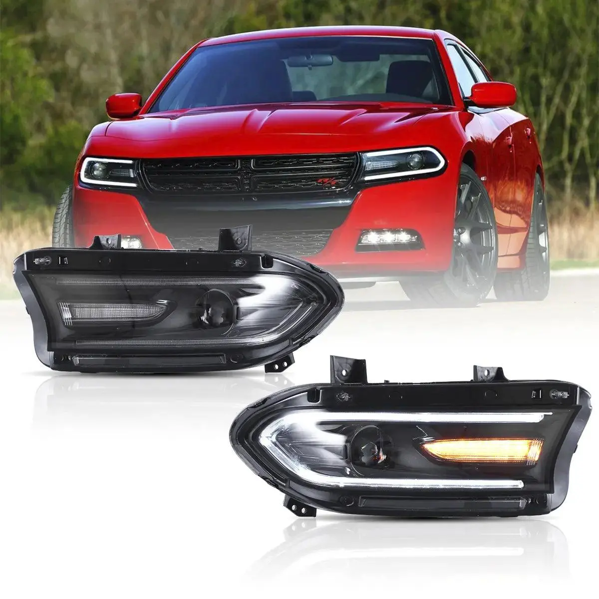 Led Headlight Assembly Dual Beam Projector Black For 2015-2023 Dodge Charger 7Th Gen(Ld) 1