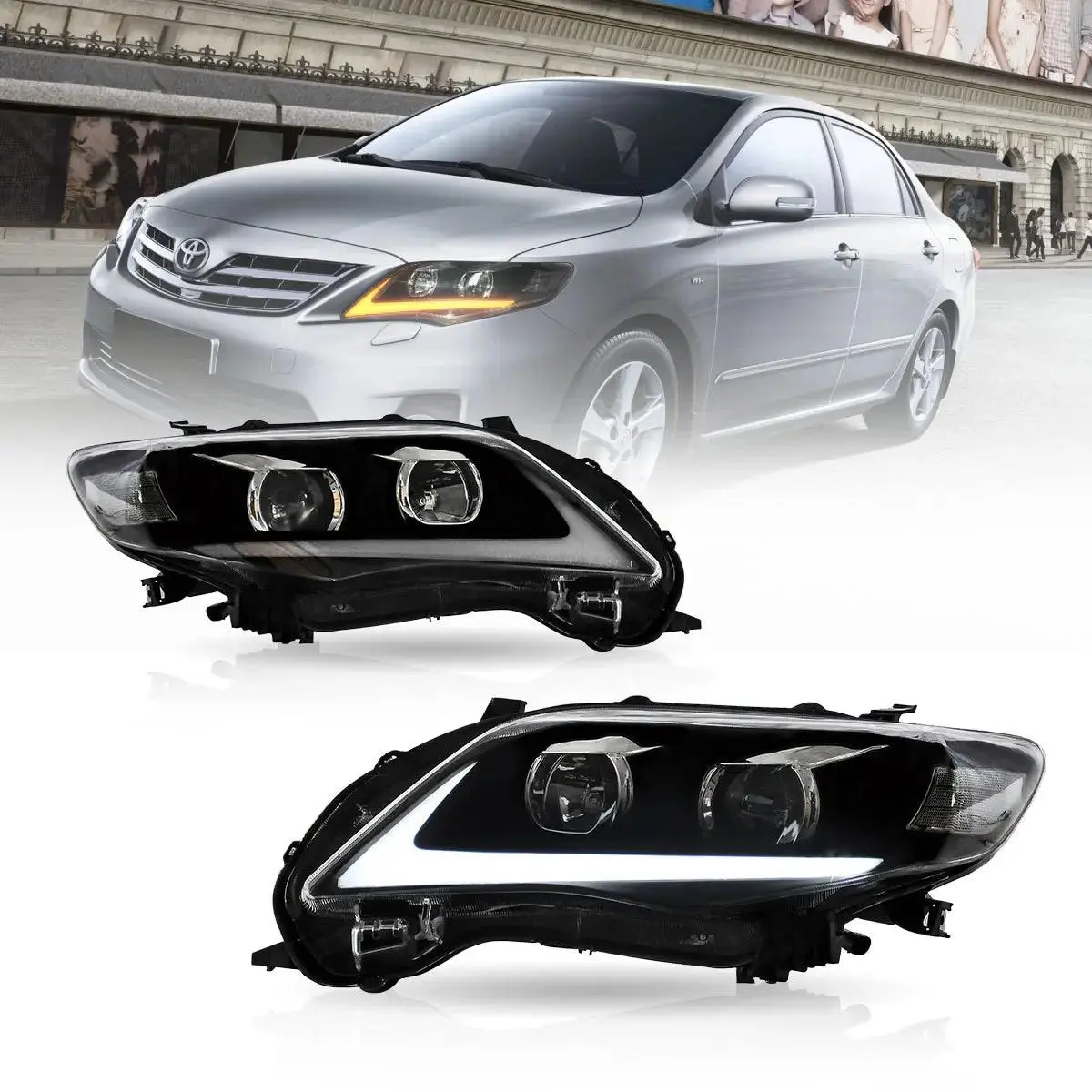 Led Headlight Assembly Projector Black For 2011-2013 Toyota Corolla 10Th Gen (E140 Wide-Body) Facelift 1