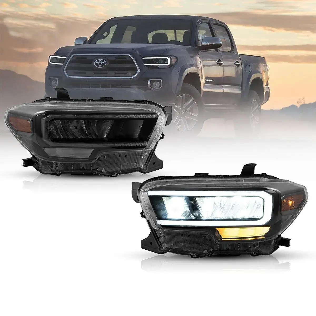 Led Headlight Assembly Reflection Bowl Chrome For 2016-2023 Toyota Tacoma 3Th Gen (N300) 2