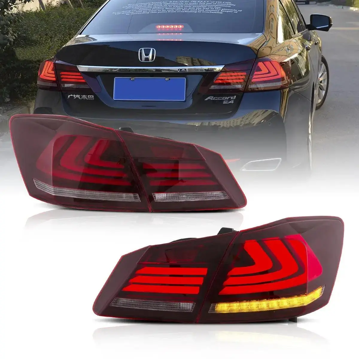 Led Tail Light Assembly With Sequential Turn Signal For 2013-2017 Honda Accord 9Th Gen Sedan 1