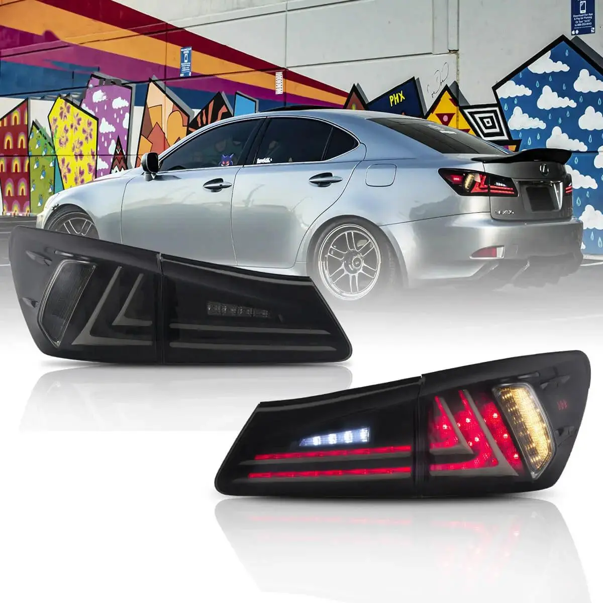 Led Tail Lights Assembly With Amber Turn Signal For 2006-2012 Lexus Is Series 2Th Gen (Xe20) 1